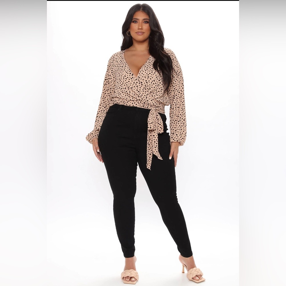 Fashion Nova Leopard Print Wrap Blouse